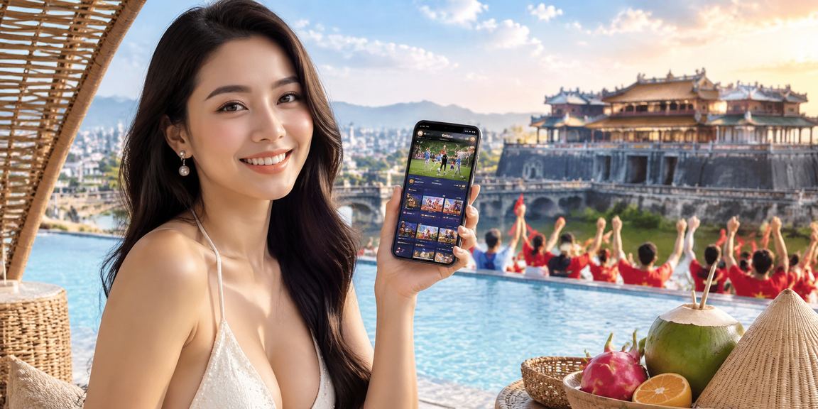 Giao diện ứng dụng di động xskhanhhoa tại Huế với biểu tượng nón lá truyền thống